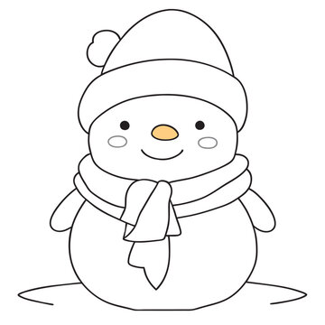 recommend clip art: cute frosty the snowman, vector illustration line art