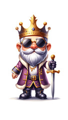 Regal Gnome King in Ornate Robes and Crown
