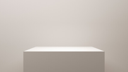 product placement and podium place, abstract studio room with white table and empty plaster wall with spotlight - design and product placement solution, empty room studio, white surface tabletop, ad