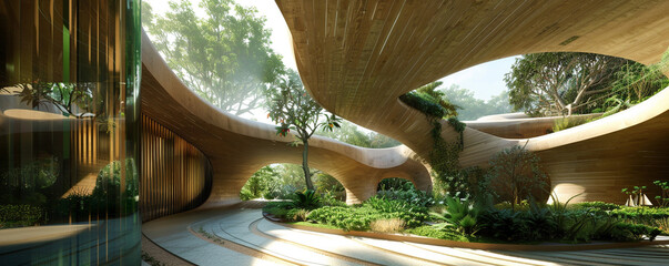 Organic architecture principles applied in a new public building, enhancing environmental fit and sustainability