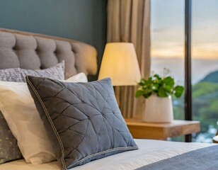 bed and pillows
