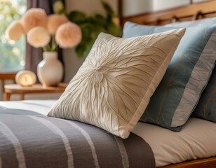 bed and pillows