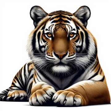 tiger on white background Ai generated 