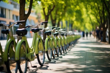 Bicycle sharing station city bikes green transport