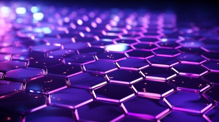 Fototapeta premium Blockchain network hexagonal shapes purple hue