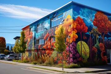 Obraz premium Climate action mural vibrant street art inspiring message