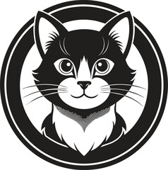 Vector logo cat in a black color silhouette.