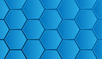 Blue abstract background with hexagons and gradient hexagons. Sparkling starlight, science background
