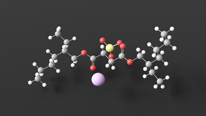docusate sodium molecular structure, cathartics, ball and stick 3d model, structural chemical formula with colored atoms