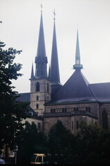 Fototapeta na wymiar Notre-Dame Cathedral in Luxembourg during early 1990s