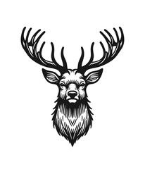 Deer head monochrome isolated vector illustration