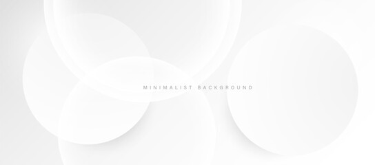 Abstract minimalist white background with circular elements vector.
