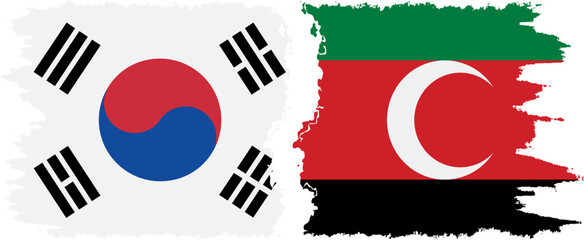 Darfur and South Korea grunge flags connection vector