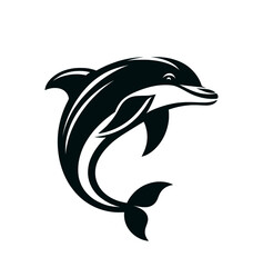 Dolphin monochrome isolated vector illustration