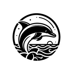 Obraz premium Dolphin monochrome isolated vector illustration