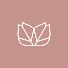 Rose flower vector logo design simple linear style. Beauty brand mark for aesthetic cosmetology and medicine.