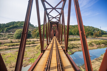 Fototapeta na wymiar 鉄橋を渡る列車からの景色