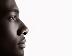 Young black man profile, isolated on white