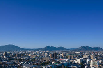 Fototapeta na wymiar 丸亀城跡から見た丸亀平野西南の風景