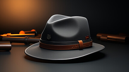 3d illustration of a fedora hat photo, generative ai - obrazy, fototapety, plakaty