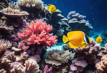 Naklejka na ściany i meble coral reef with fish, aquarium, fish container, pets funny
