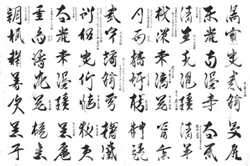 Traditional Chinese Calligraphy Characters Collection - Isolated on White Transparent Background 

