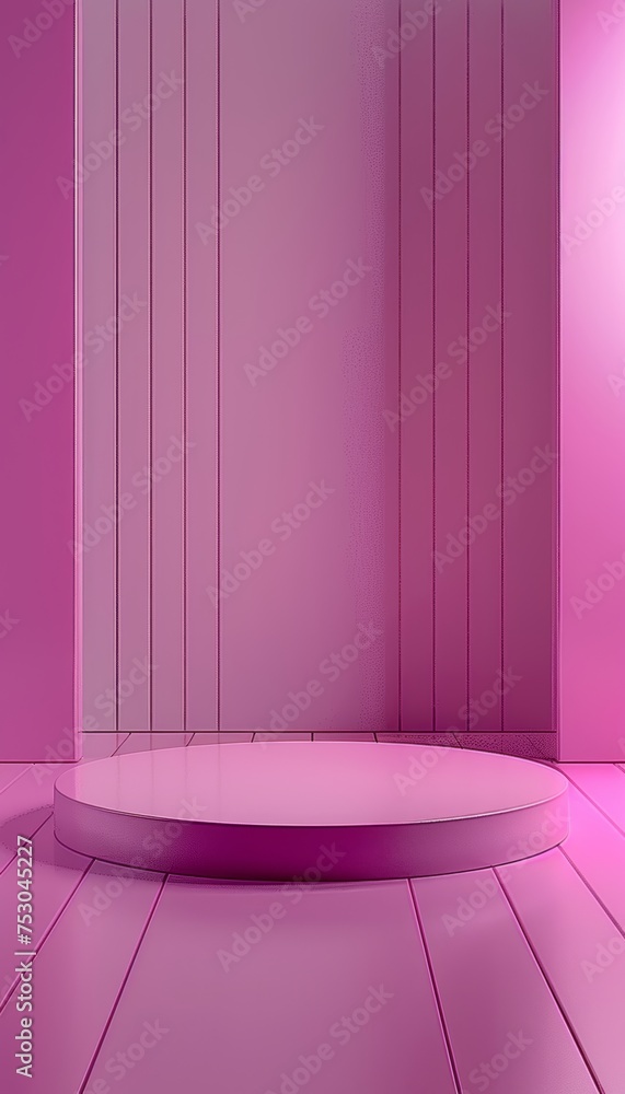 Poster pink background podium stage with spotlight for product display in abstract studio setting