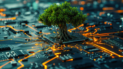 The Nexus of Innovation, Where Digital Meets Physical, A Collage of Technology and Nature Intertwined