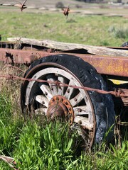 rusty wheel in country