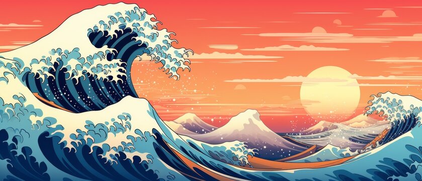 Sunset Interpretation of Hokusai's Great Wave