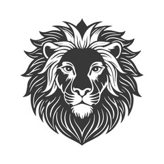 Fototapeta premium Leo zodiac sign. Lion's head. Black silhouette on a white background. Vector