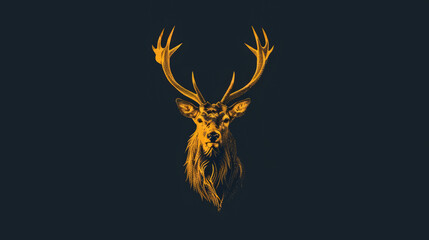 Artistic illustration of a majestic deer with stylized antlers on a dark background