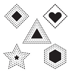 Abstract geomatric with dots texture. Black geomatric dotted frames set isolated on white background.  Vector design element