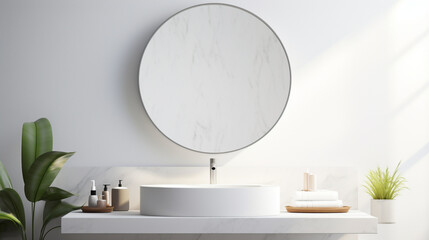 modern bathroom sink soft interior design white light color design background ai visual