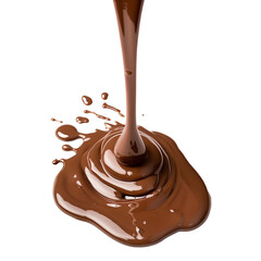 Obraz premium Pouring chocolate isolated transparent, Generative AI