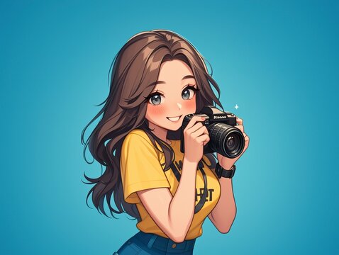 cartoon girl photographer