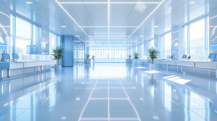 Modern Echoes, An Empty Office Space Bathed in Light, A Canvas for Creativity Amidst the Quiet of Potential