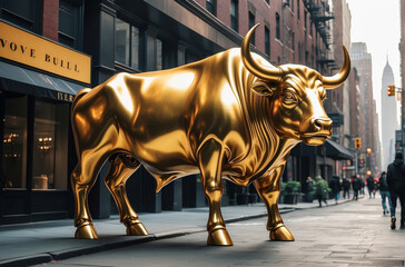 golden bull on white background