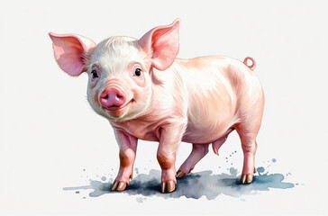 pig isolated on white background watercolor
