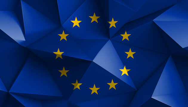 European Union Flag Abstract Prism on Background