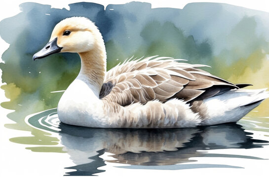 duck isolated on white background watercolor