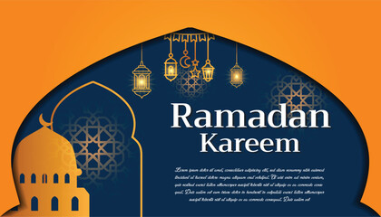 Vector Ramadan Kareem concept background with gradient color