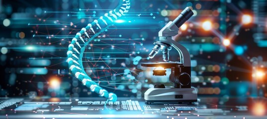 Advanced dna research lab  biotechnology, health testing, medical analysis, scientific equipment.