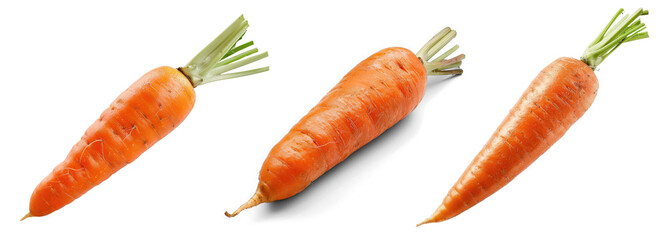 Carrot, transparent background, set, isolated on solid white background