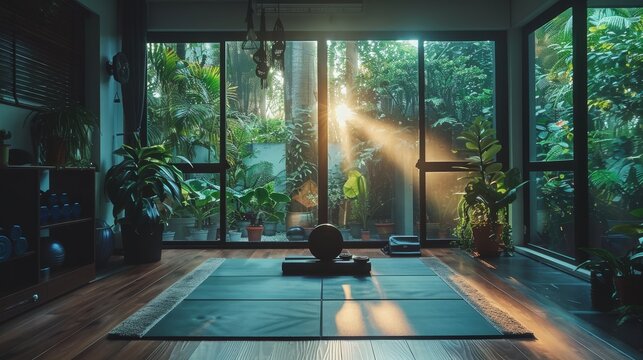 A dedicated workout corner at home equipped for fitness and exercise