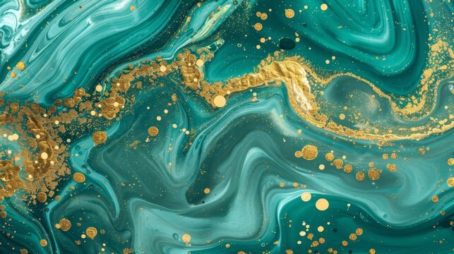 Abstract blue and gold mineral liquid texture background with creative rainbow stone water effect © Ilja