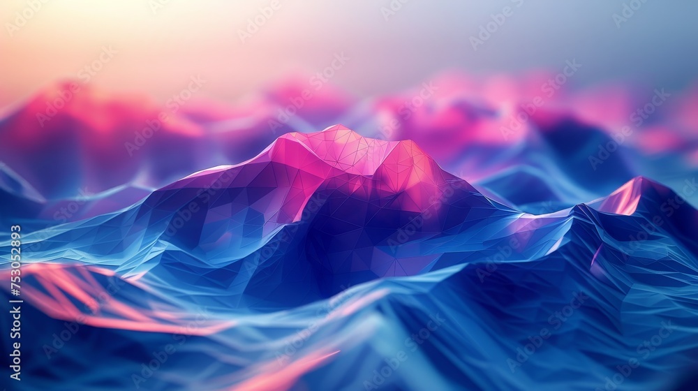 Poster a dynamic low poly scene with geometric patterns flowing seamlessly