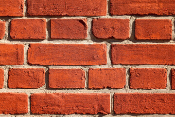 Struktura tło ściana czerwona cegła vintage Old red brick wall stara czerwona cegłą - obrazy, fototapety, plakaty