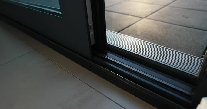closeup of aluminum frame sliding terrace door system