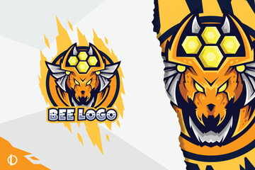 Modern Bee logo design, Mascot & Esports Design, All elements in this template are fully editable, Vector design.